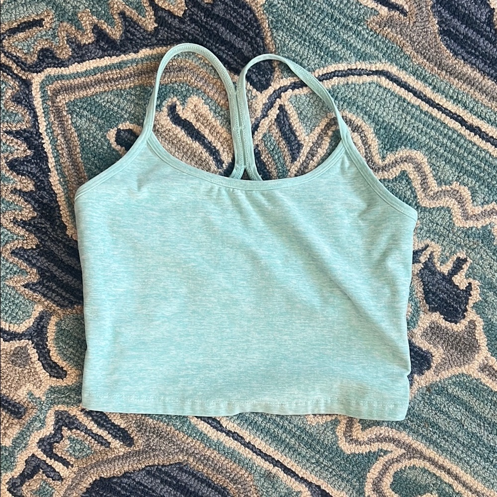 Beyond Yoga Turquoise/Seafoam Heathered Racer back tank